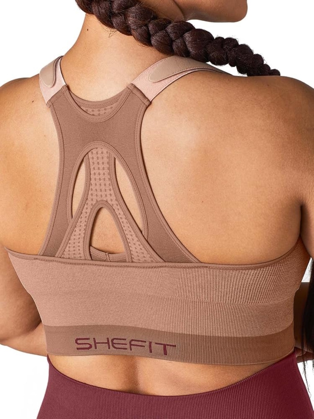 SHEFIT Zip Front Sports Bra Beige 2Luxe Low Impact Heathered Tan